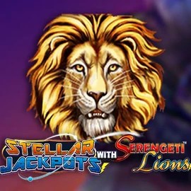 Stellar Jackpots with Serengeti Lions slot logo by Lightning Box Game at Fair Crown Casino